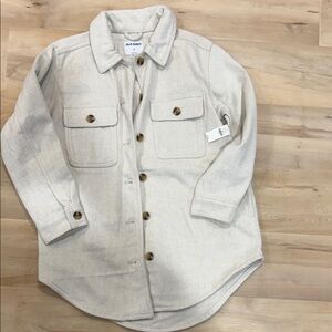 Old Navy Light Tan Button-Up Shirt Jacket